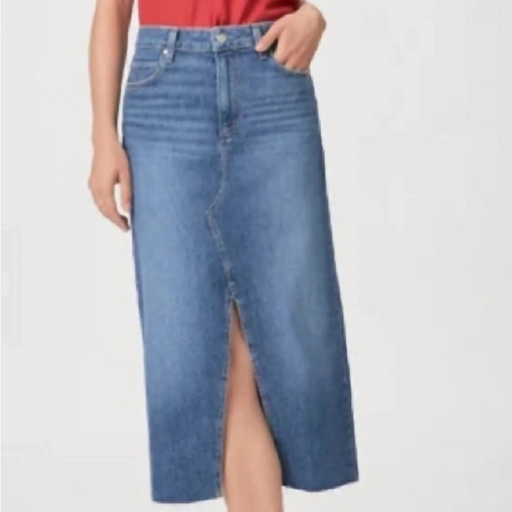 PAIGE Meadows Denim Midi Skirt